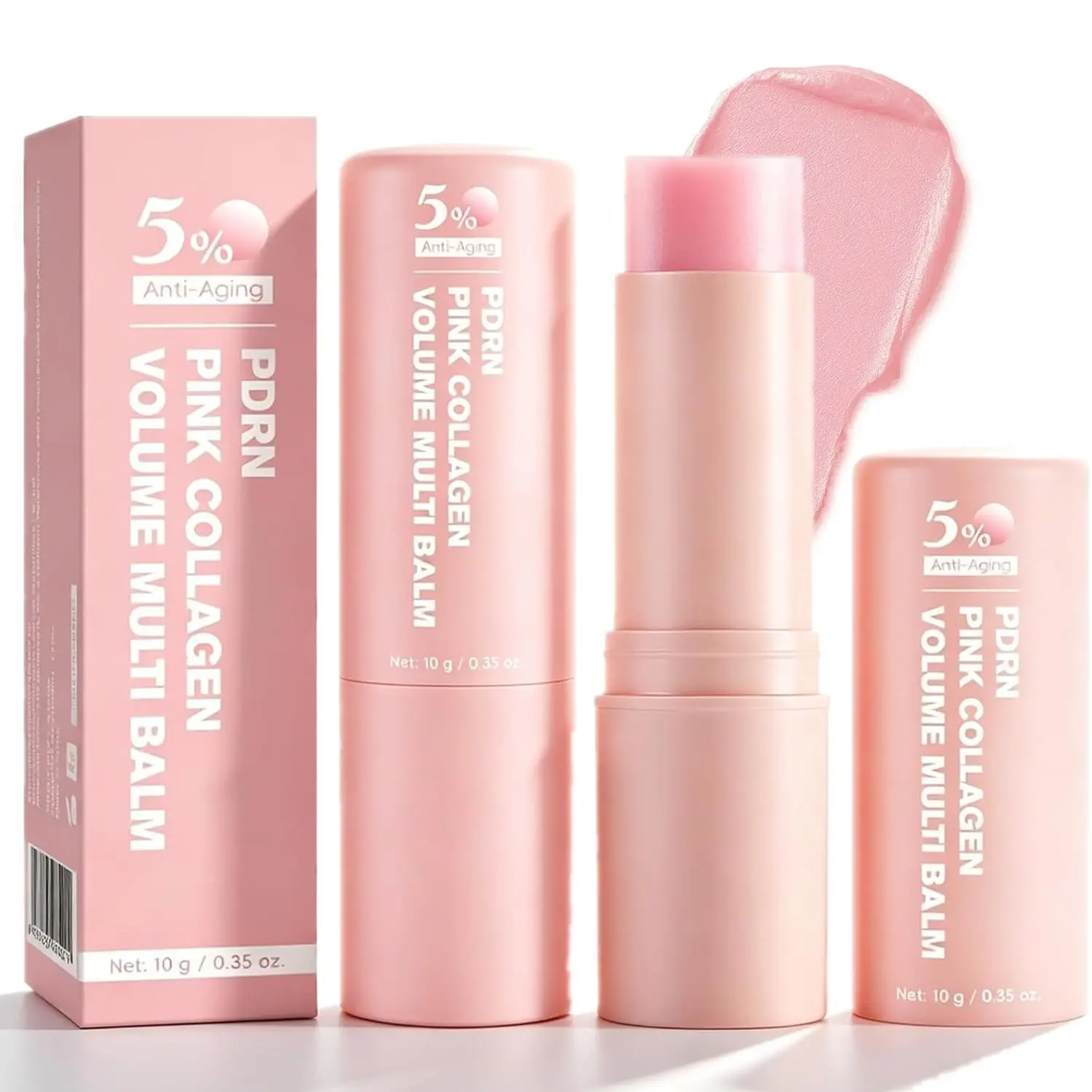 PDRN Pink Collagen Volume Multi Balm Stick Wrinkle Hydrating Stick for Face Lips, Eyes, Neck, Makeup Base Nourishes for Smooth