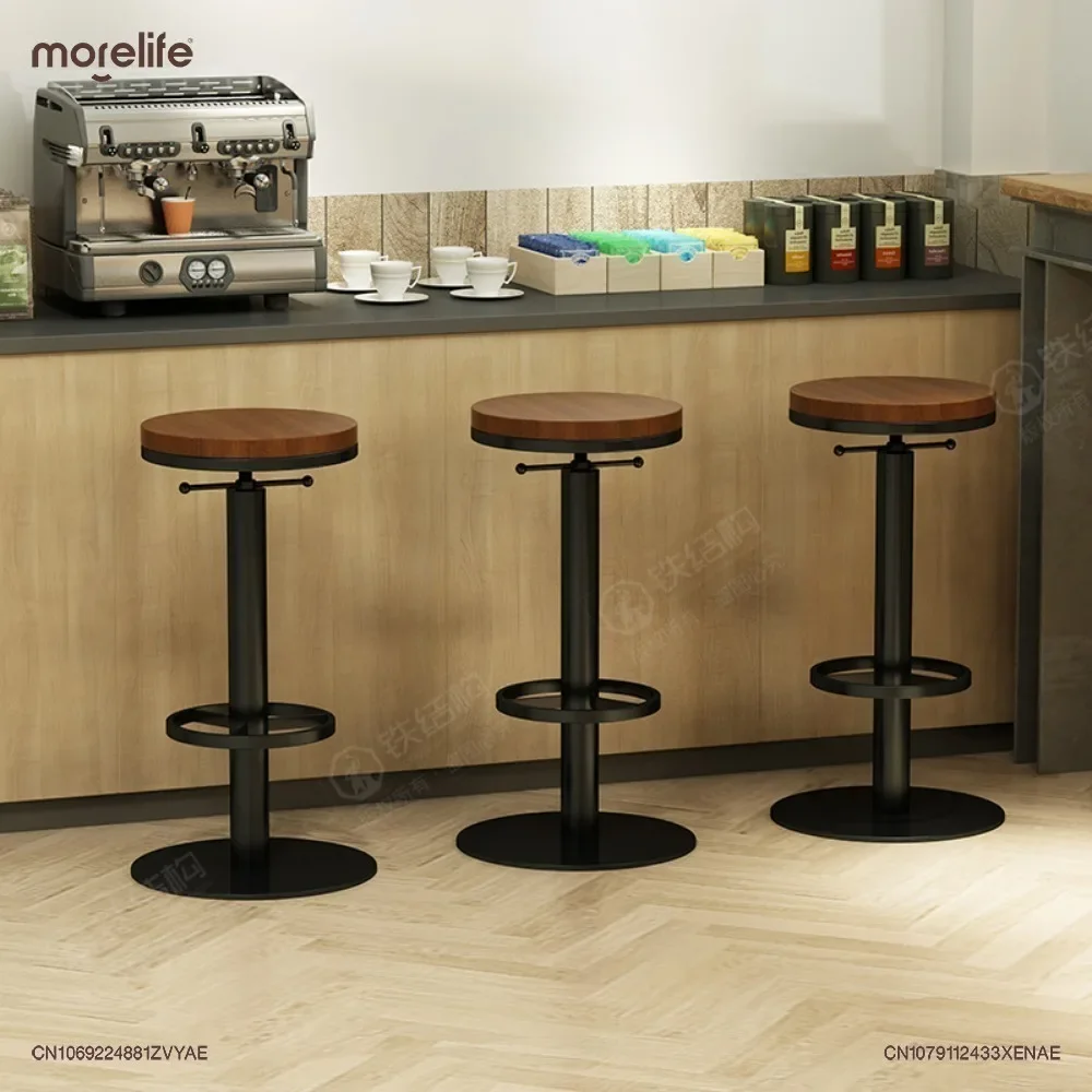 Sillas de Bar nórdicas modernas y minimalistas para el hogar, silla giratoria de ligera elevación, taburete de mostrador para cafeterías comerciales de lujo, nuevo