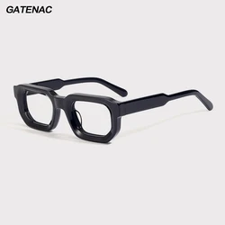 Vintage Thicken Acetate Glasses Frame Men Handmade Square Small Eyeglasses Frame Women Retro Luxury Brand Designer Eyewear