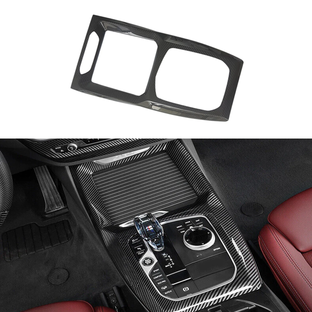 Real Dry Carbon Fiber Interior Center Console Gear Shift Panel Cover For BMW X Series X3 X4 2022up