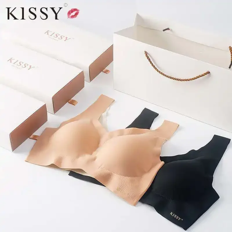 Kissy underwear one piece sports traceless small chest gathering comfortable sexy women's Bra Set