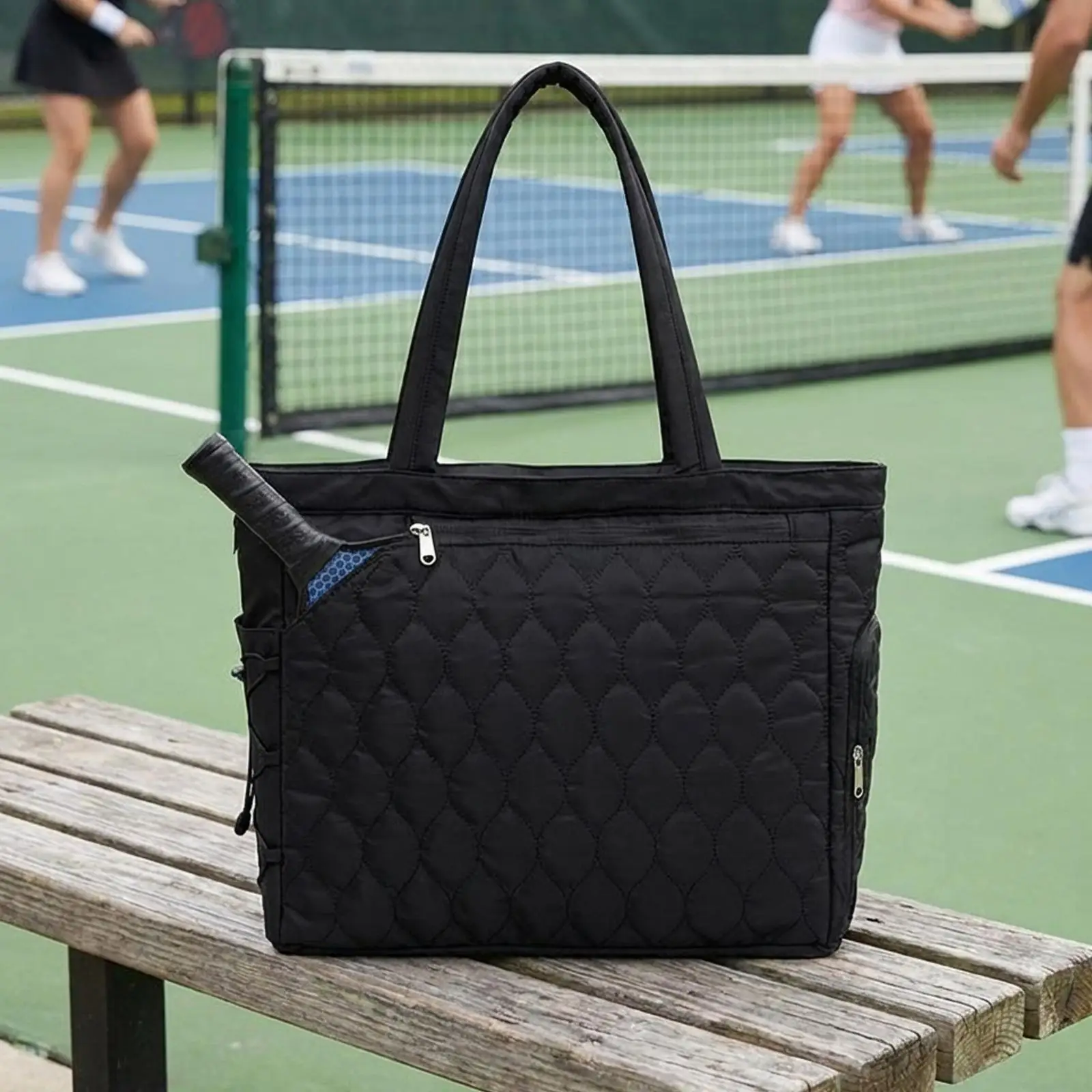 

Large Capacity Pickleball Bag Organized Racket Ball Storage Tote Durable PU Sport Bag with Shoe Section for Women Gym Use