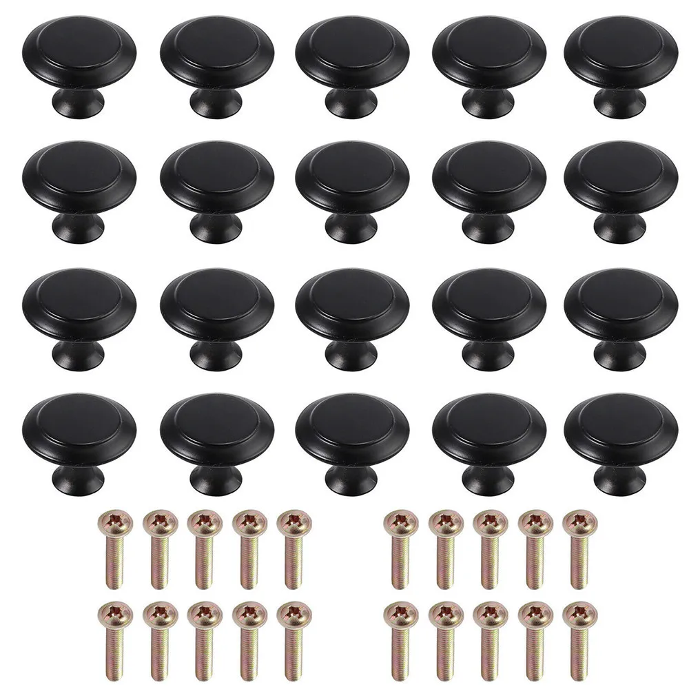 

20pcs/set Round Cabinet Knobs Stainless Steel Drawer Knobs Kitchen Cupboard Pull Handles Furniture Hardware Accessory