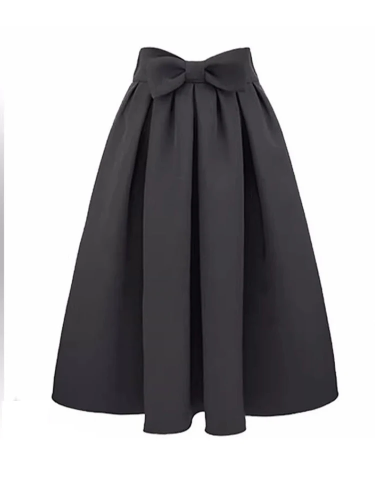 تنورة صوفية سميكة للخريف والشتاء، تنورة نسائية عالية الخصر للتنحيف 2025 جديدة متوسطة الطول بمظلة منفوشة #3