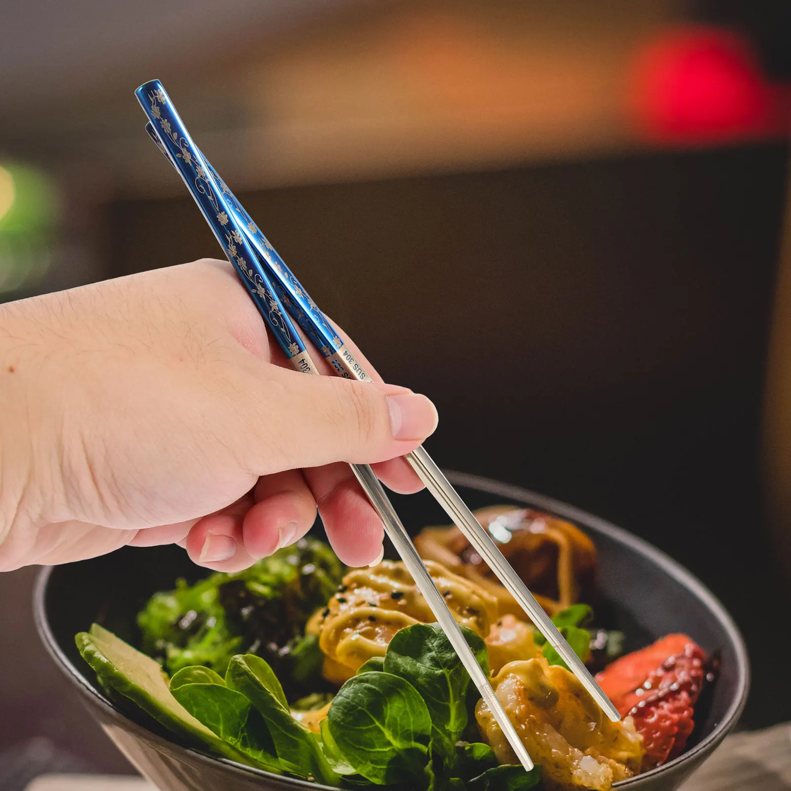 

1 set Stainless Steel Chopsticks Set Rust Proof Reusable Lightweight Home Dinner Accessory Daily Use Safe Kitchen Tool Household