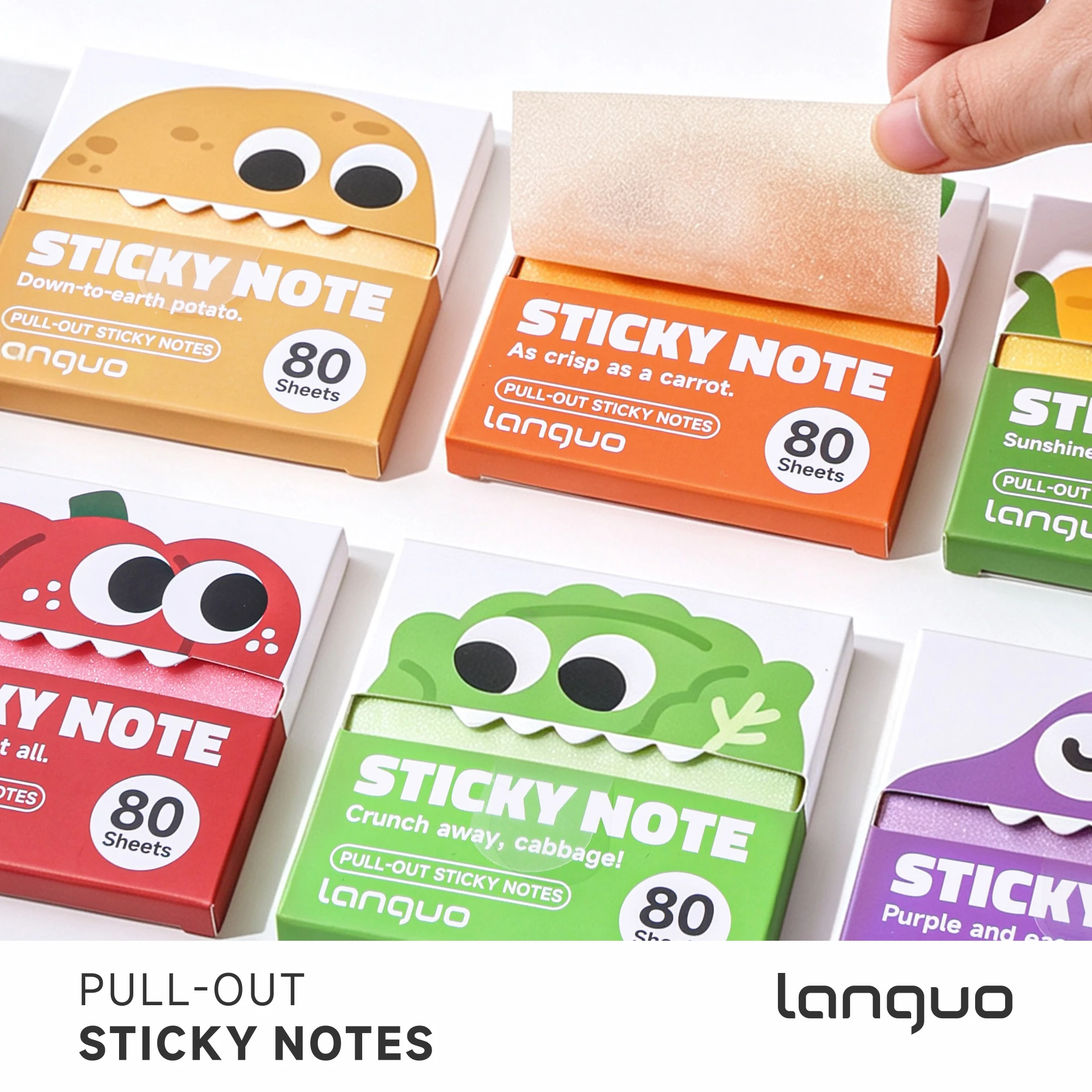 Languo 480Sheets Pull-Type Sticky Note Pearlescent Transparent Paper Self-Adhesive Memo Pads for Office School Stationery Supply