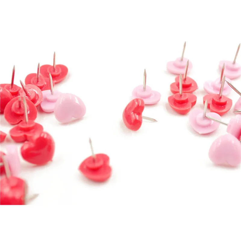 รูปหัวใจ 150 ชิ้นพลาสติกคุณภาพ Cork Board ความปลอดภัยสี Push Pins Thumbtack สํานักงานโรงเรียนอุปกรณ์เสริมสีชมพู