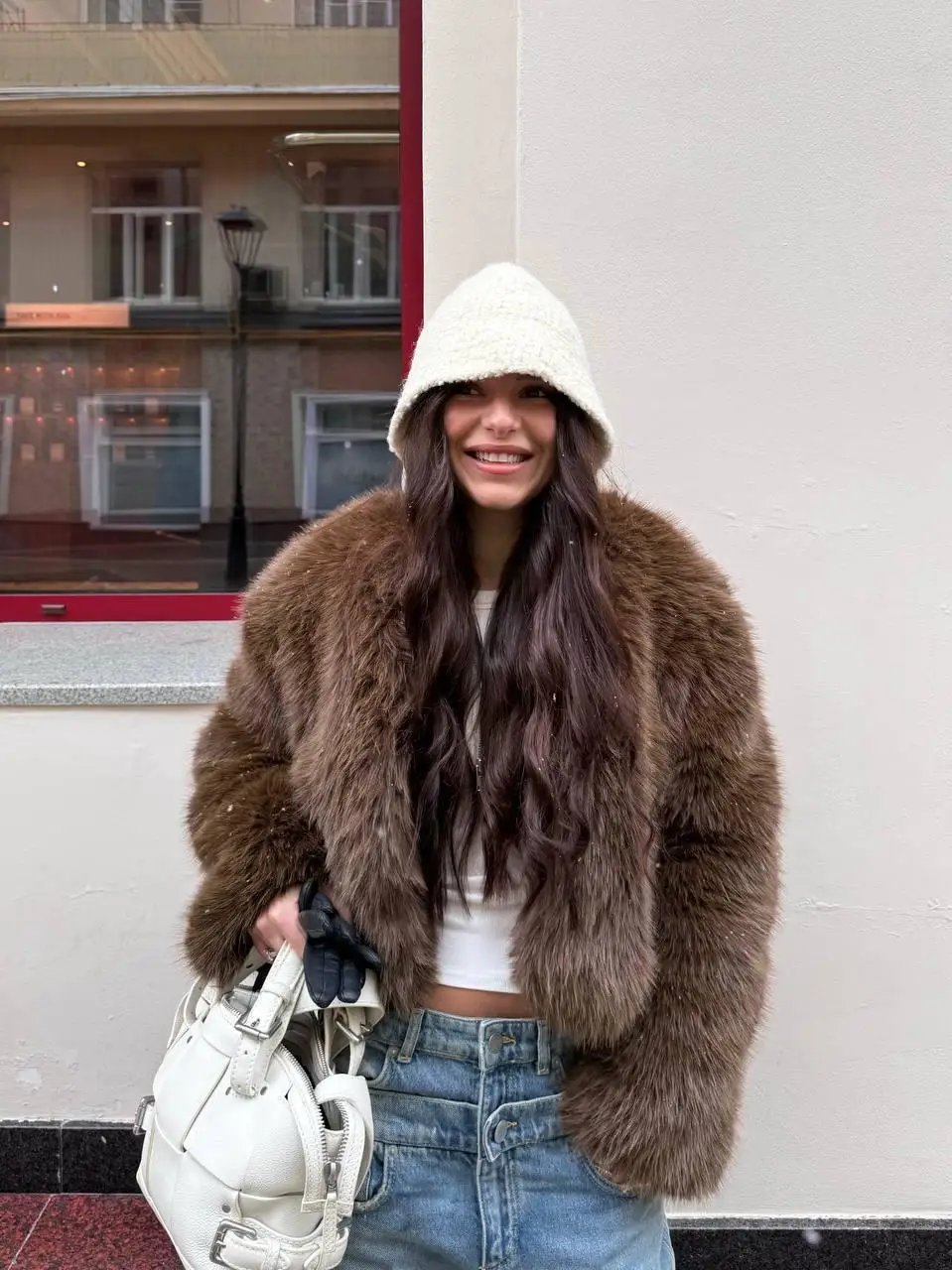 Sztuczne futro khaki płaszcze damskie kokarda dwustronne festiwalowe eleganckie wełniane kołnierzyki z podszewką nietoperzowe oversize gradientowe na zewnątrz elegancja