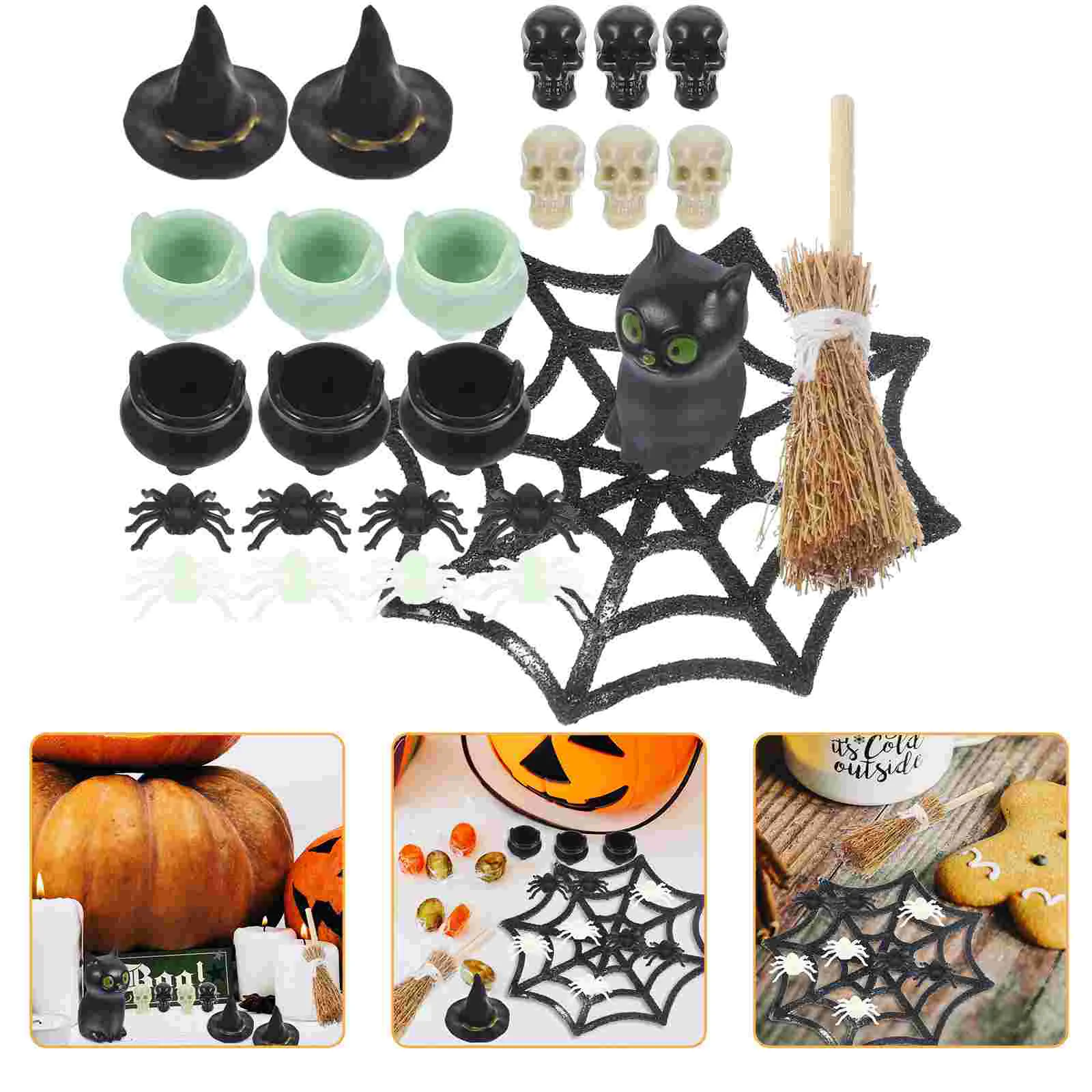 Halloween Home Decor House Decoration Mini Ornaments Accessories Party Miniatures Village Plastic Witch Cap