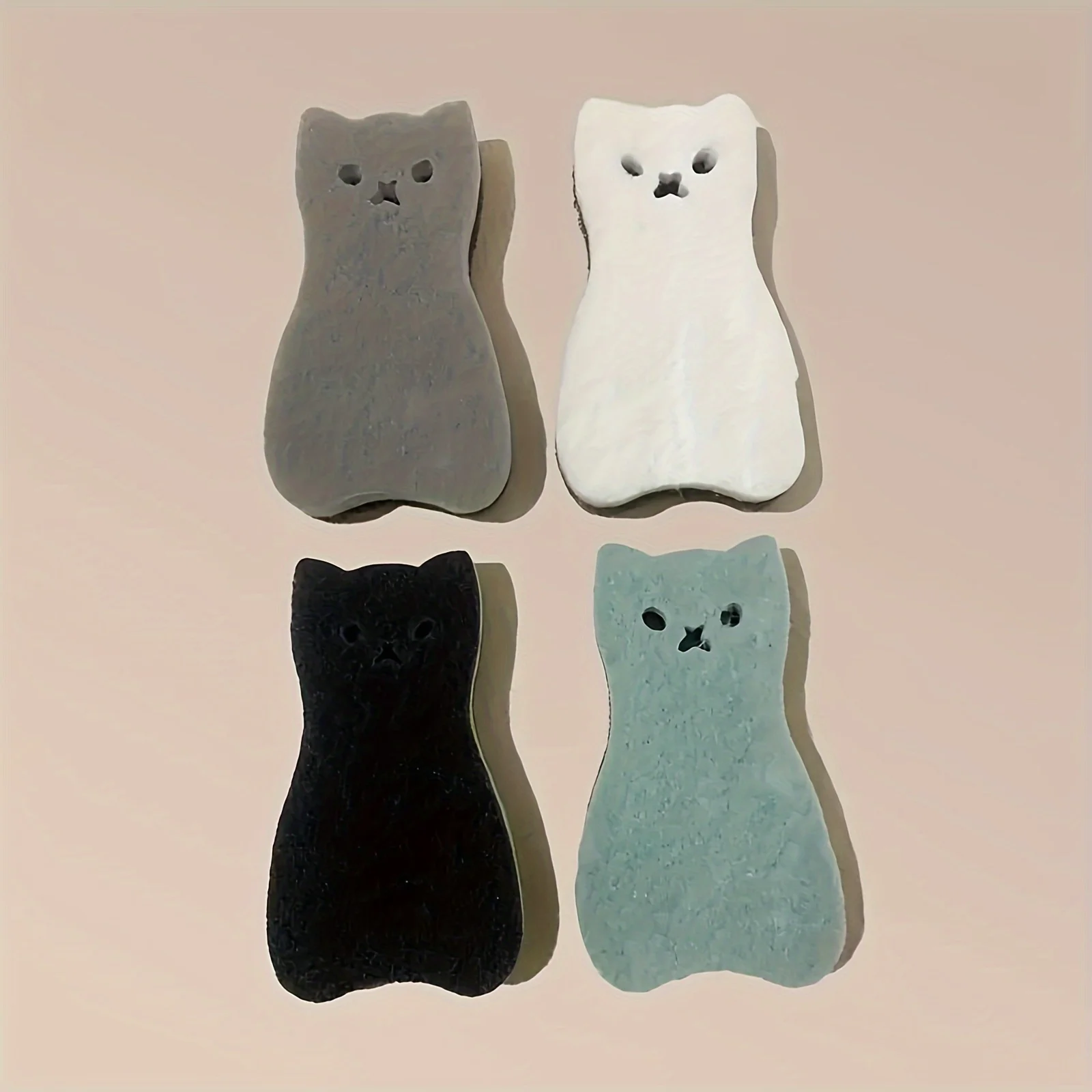 4-Piece Cute Cat Shape Spongen Wipe Wound Room Cleaning Scouring Pad Dishwashing Decontamination Foam Magic Wipe