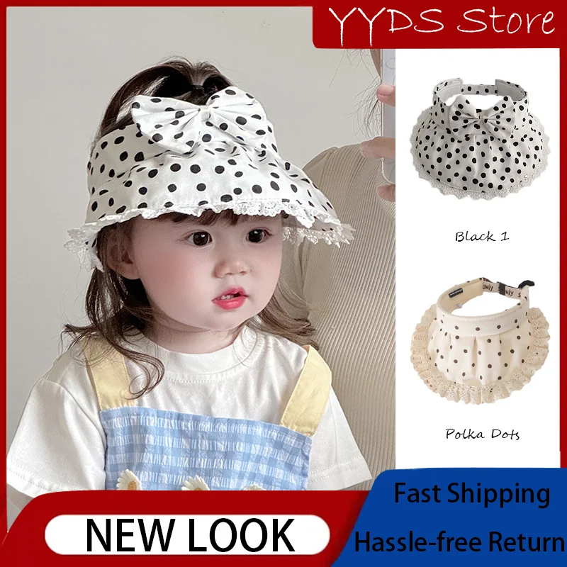 

Baby Summer Sun Hat: Cute Wide Brim Visor, Infant Outdoor UV Protection, Breathable, Thin, Polka Dots Sunshade Cap