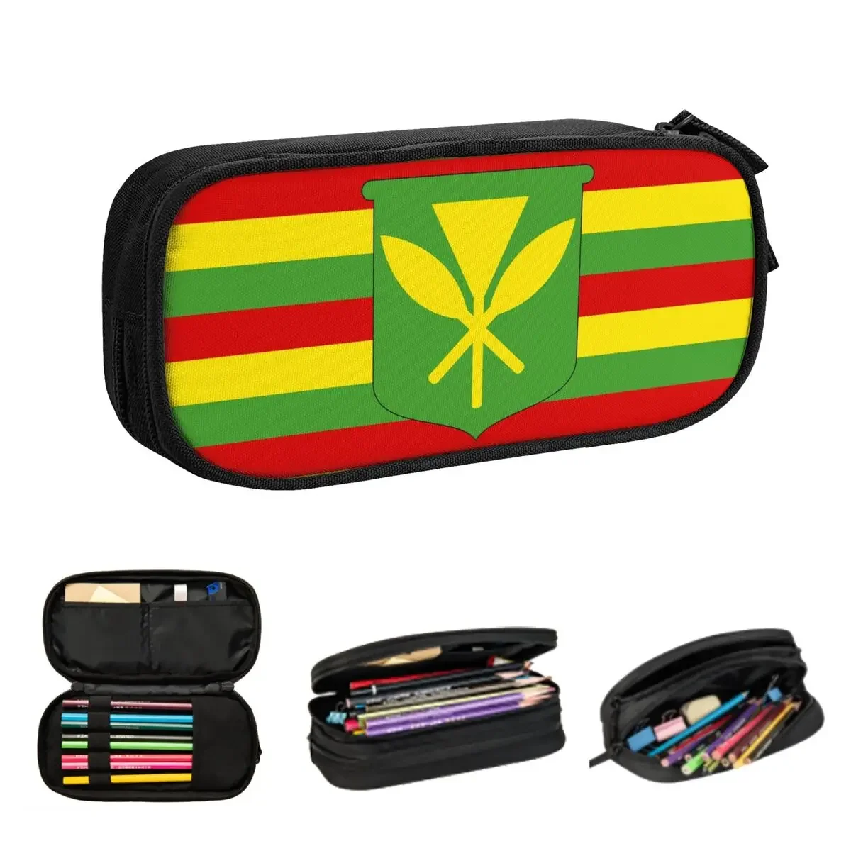 Kanaka Maoli Hawaii Flag Pencil Cases Large Capacity Pen Bags Pen Box Pencil Pouch For Boys Girls Stationery School Office