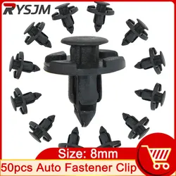 50pcs 8mm Auto Bumper Fastener Hole Plastic Rivet Retainer Push Engine Cover Car Door Trim Panel Clip Fasteners for Toyota