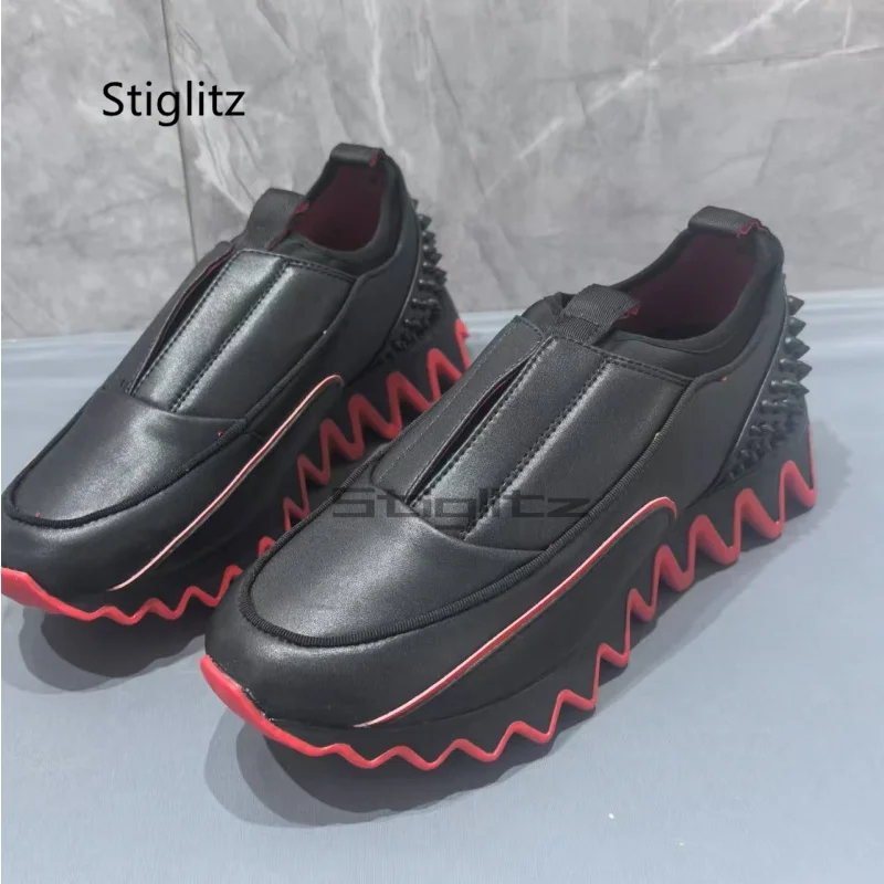 Zapatos informales de suela gruesa para hombre, zapatos deportivos informales de cuero, zapatos transpirables para parejas, zapatillas sin cordones para Otoño e Invierno