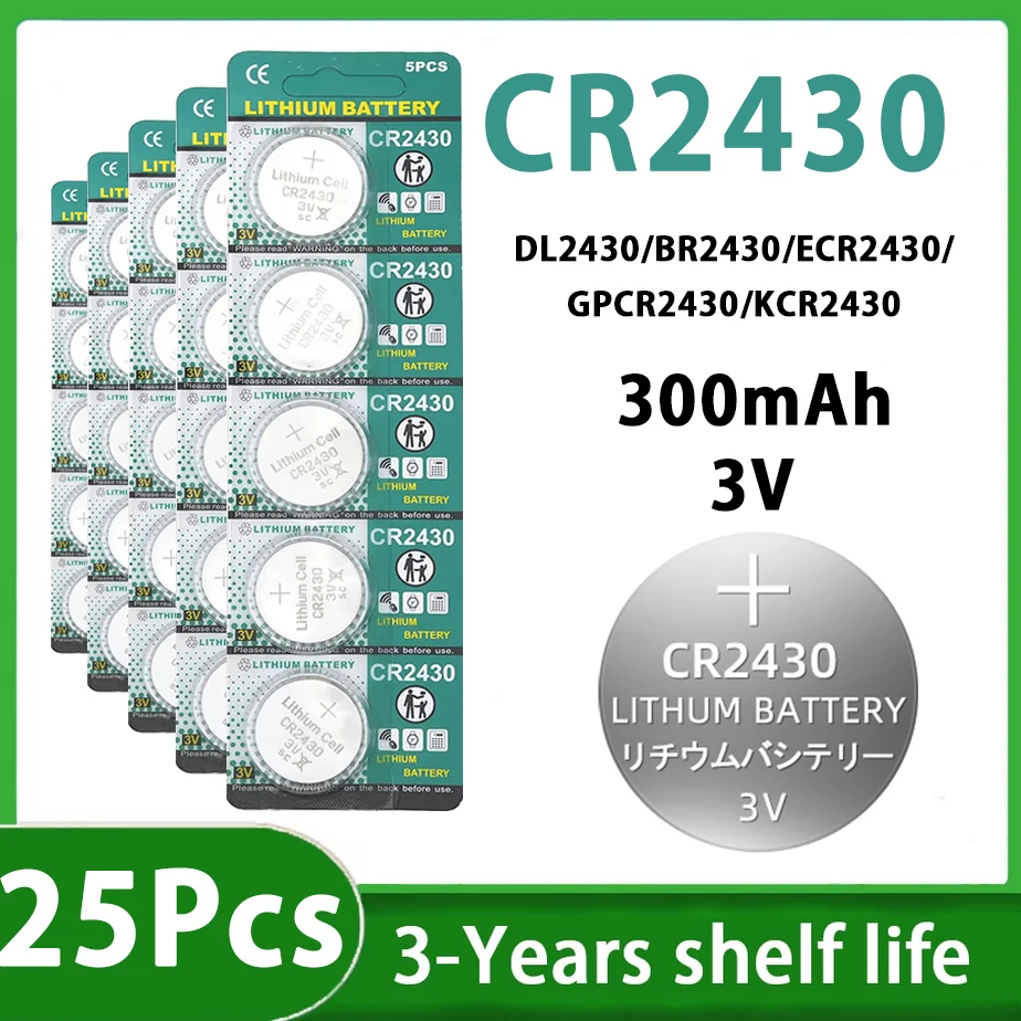 5-100Pc 3V CR2430 pile bouton au Lithium pour montre balances électroniques Calculadoras CR 2430 DL2430 BR2430 385mAh pile bouton jouet