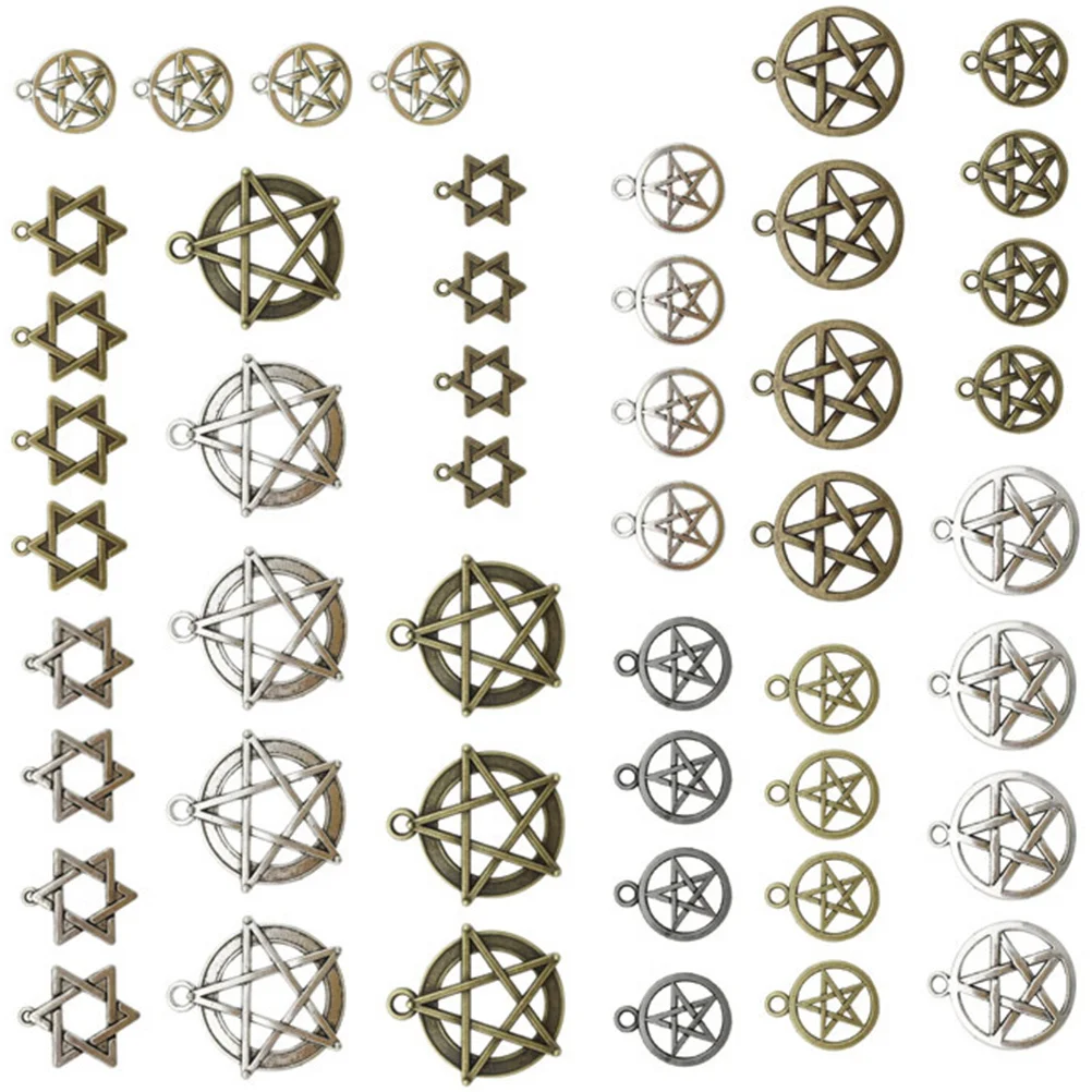 

48Pcs Alloy Pentacle Charms Vintage Style DIY Jewelry Making Accessories Star Pendant Craft Supplies for Necklace Bracelet
