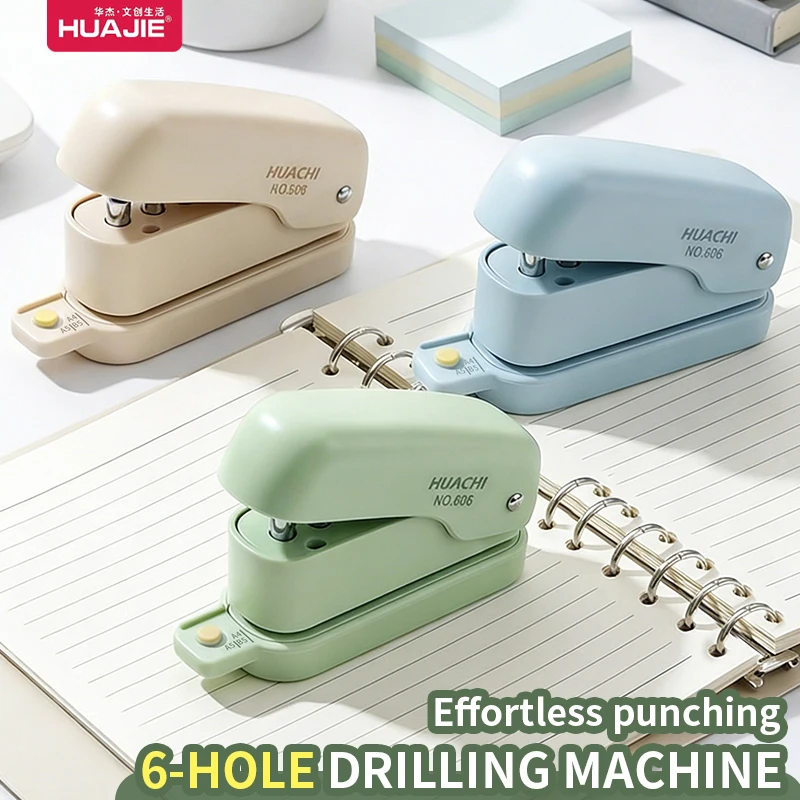 Portable 6‑Hole Adjustable Paper Puncher for A4 B5 A5 Loose Leaf DIY Planner Binding Student Office Stationery