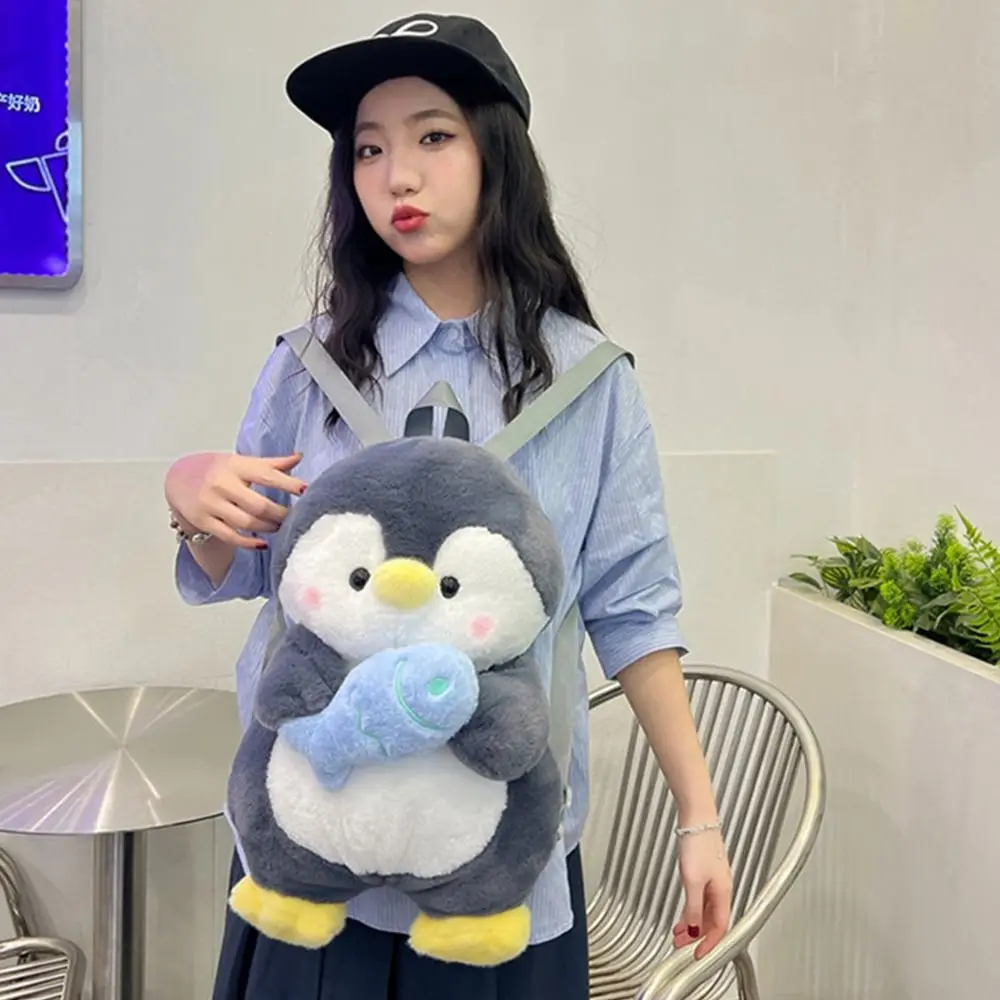 Simple Plush Toy Penguin Backpack Doll Plush Children School Bag Large Capacity JK Lolita Animal Shoulder Bag Lady