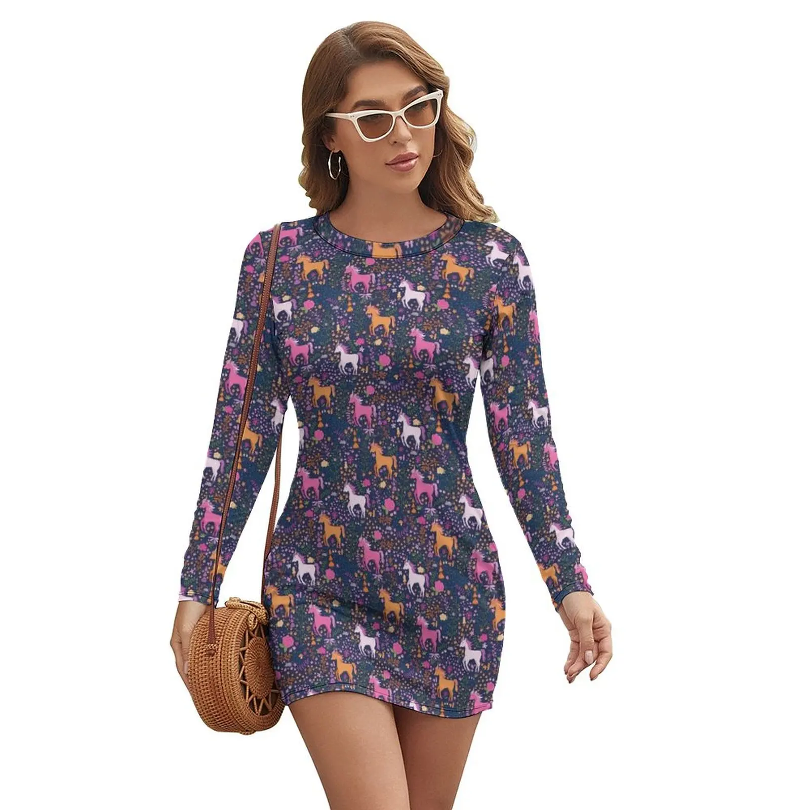 

Unicorns in the Flower Garden Long-sleeved Dress Womens dresses woman dress