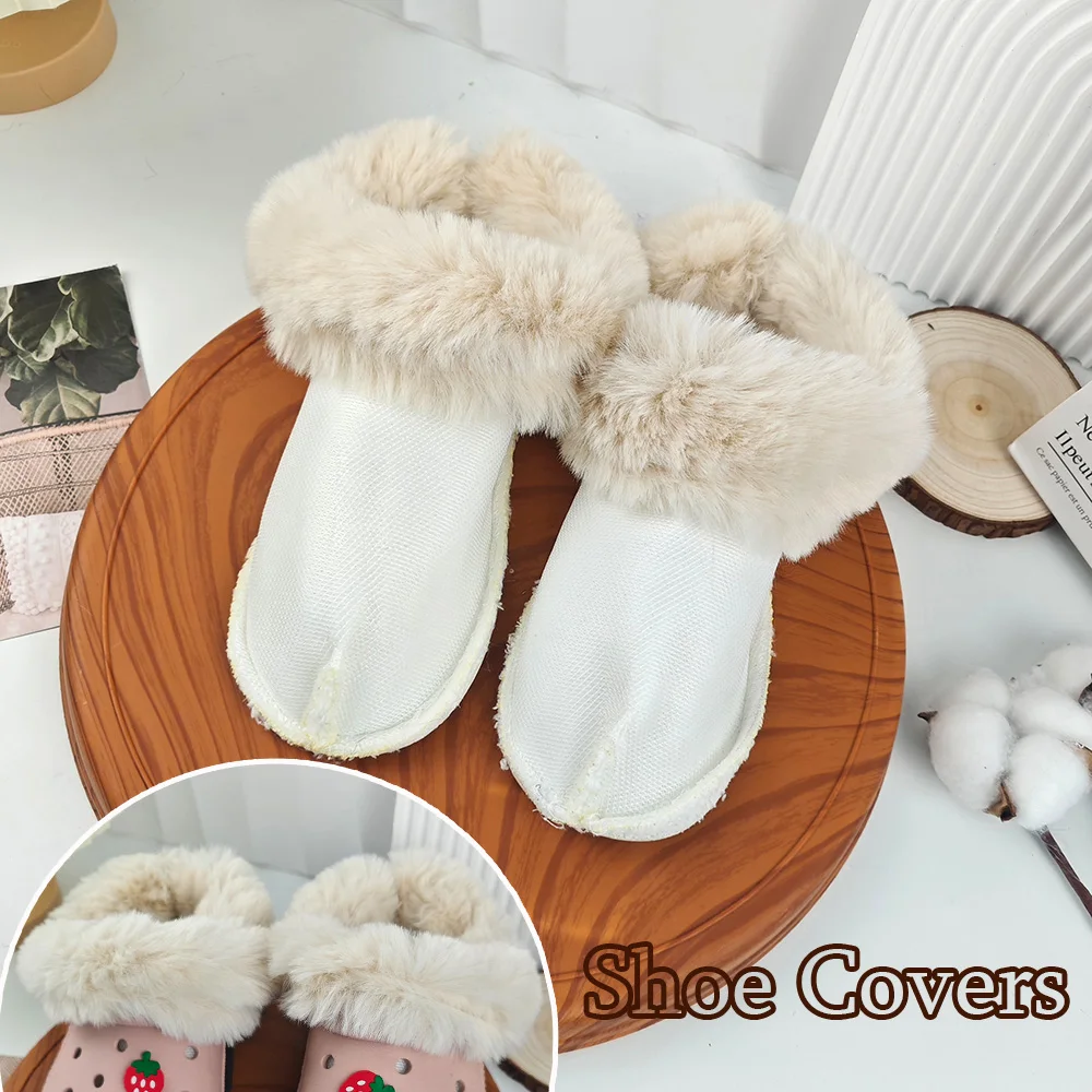 

1 Pair Removable Plush Liner Shoe Covers Thicken Insole Warm Ankle Sock Shoe Charms White Black Winter Thermal Insoles Women Men