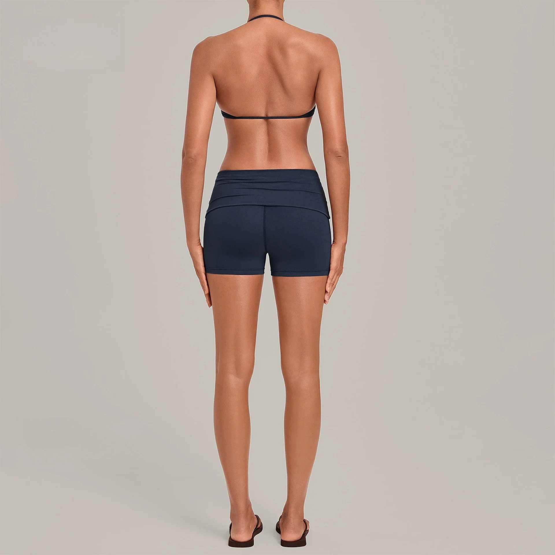 Women Gym Workout Yoga Sets Invisible Ruched High-waisted Butt Lifting Shorts Halter Backless Bra Yoga Outfit 2 Piece Sports Set