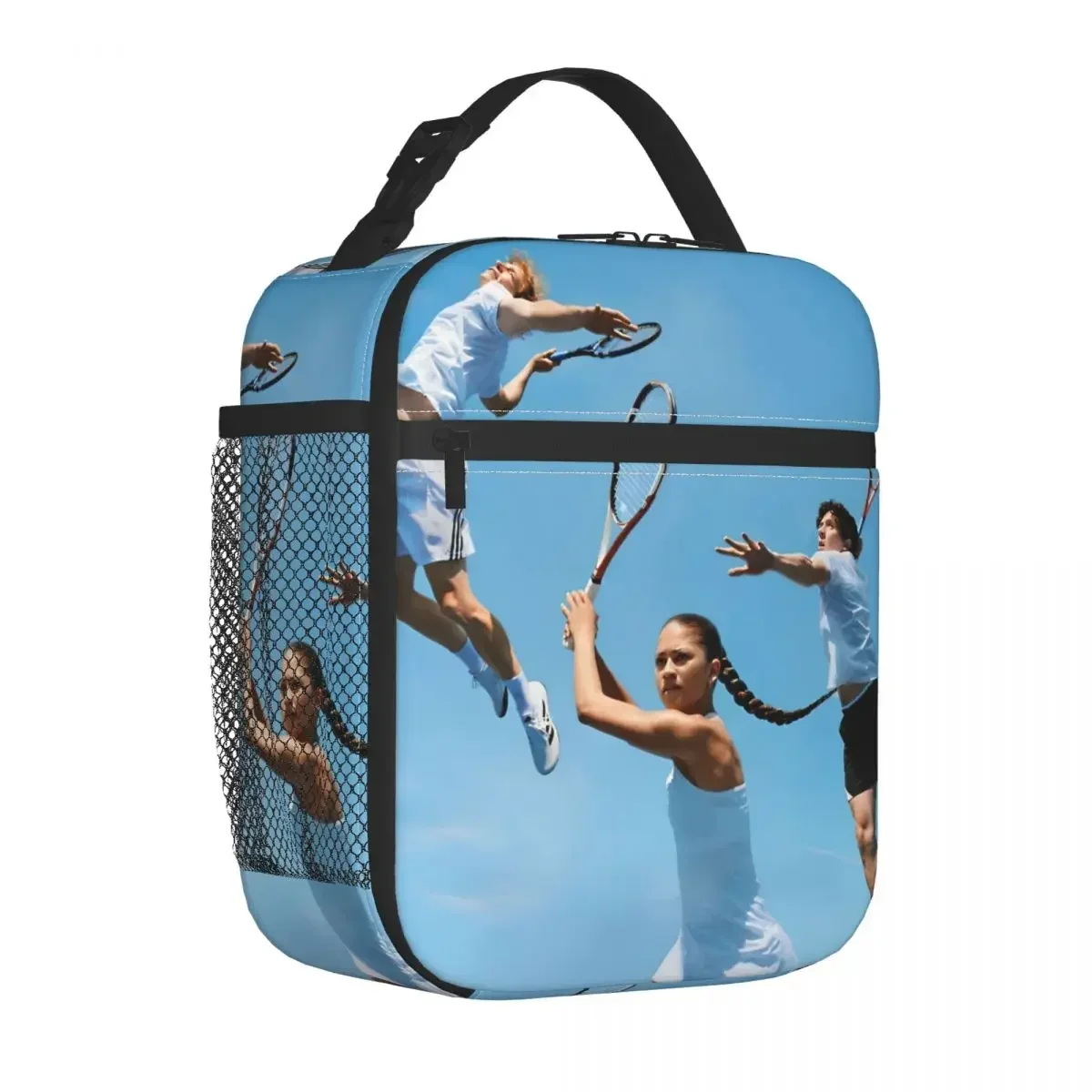 

3 People Playing Tennis Thermal Insulated Lunch Bag for Picnic Zendaya Challengers Portable Bento Box Thermal Cooler Lunch Boxes