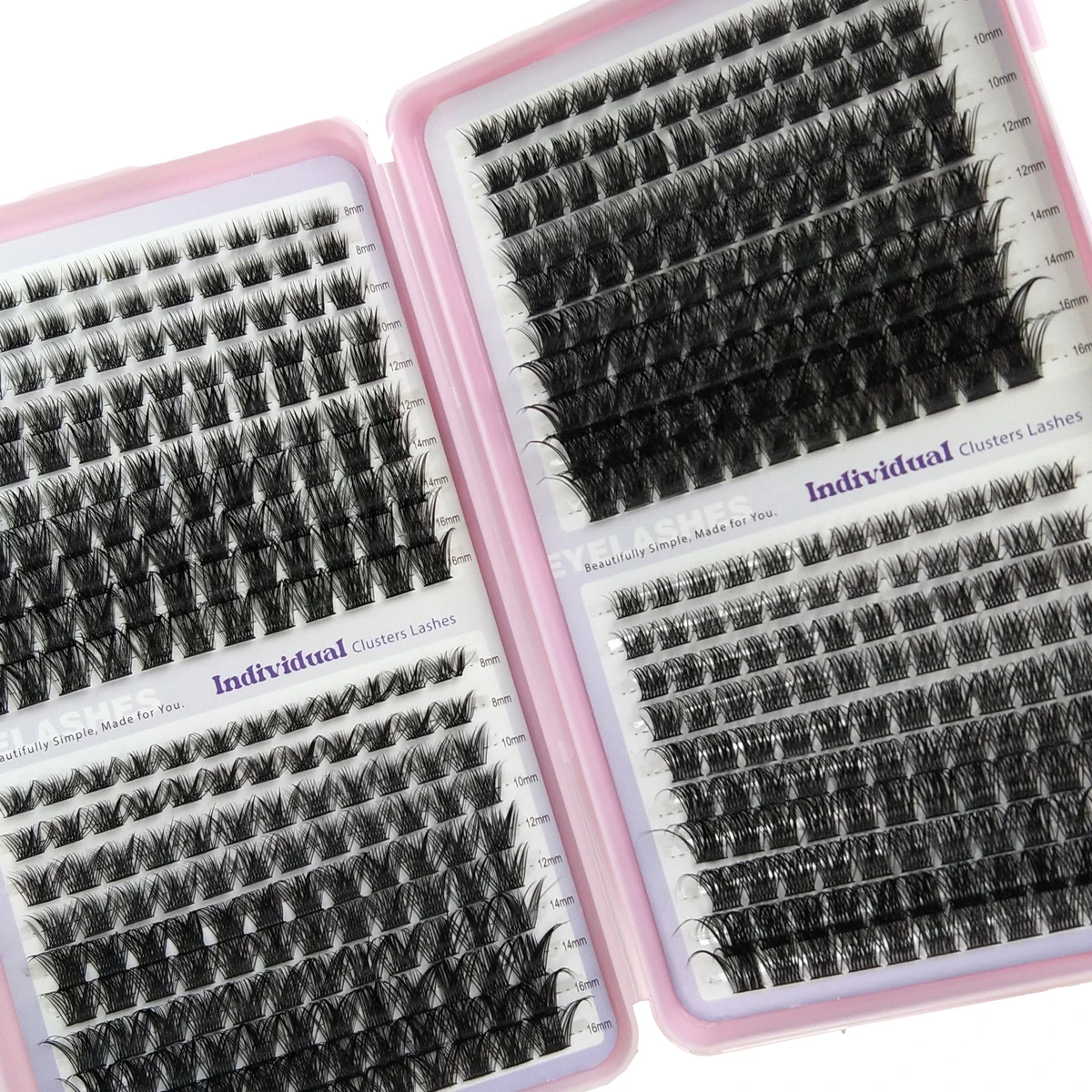 640 einteilige 40-reihige Cluster für falsche Wimpern, D-Rolle, gemischte Cluster für falsche Wimpern, 3D-flauschiges DIY-Set für falsche Wimpern, Kleberpinzette