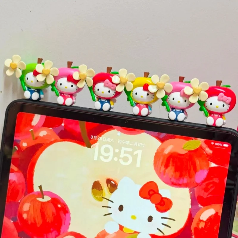 Auf Lager Neue Original HelloKitty Apple Flower Windmill Serie Mini Anime-Figuren Modell Desktop-Ornament Sammlerstücke Spielzeug Geschenk