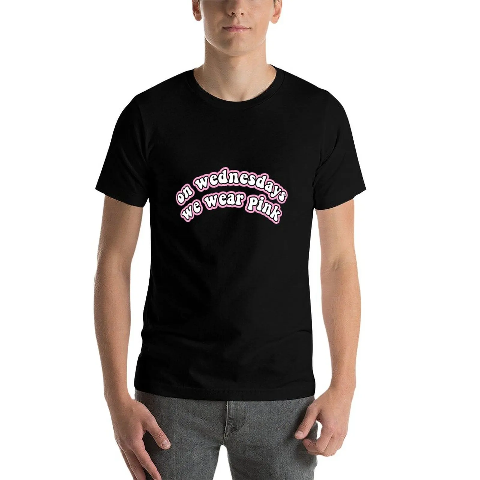 on wednesdays we wear pink T-Shirt Fashion Graphic Tee for Men view 4