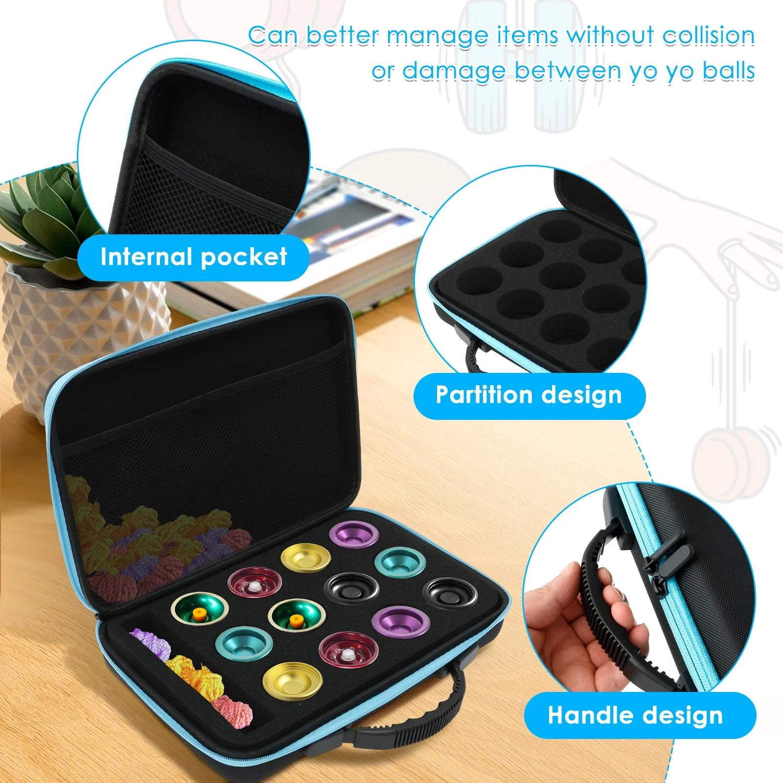 Yoyo Ball Storage Bag 6/12 Hole Portable Yoyo Carry Case with Handle Lightweight Outdoor Equipment Protective Bag for Yoyo Ball - view 2