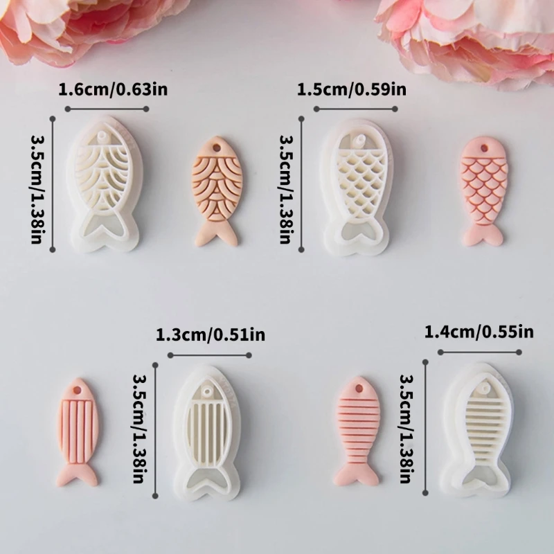  4 Pieces Cartoon Fish Clay Earring Molds Craft Tools For Jewelry Art Projects