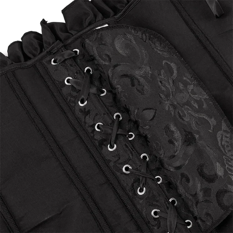 Women Flower Print Vintage Bustiers Gothic Satin Lingerie Corselet Off Shoulder Crop Tops