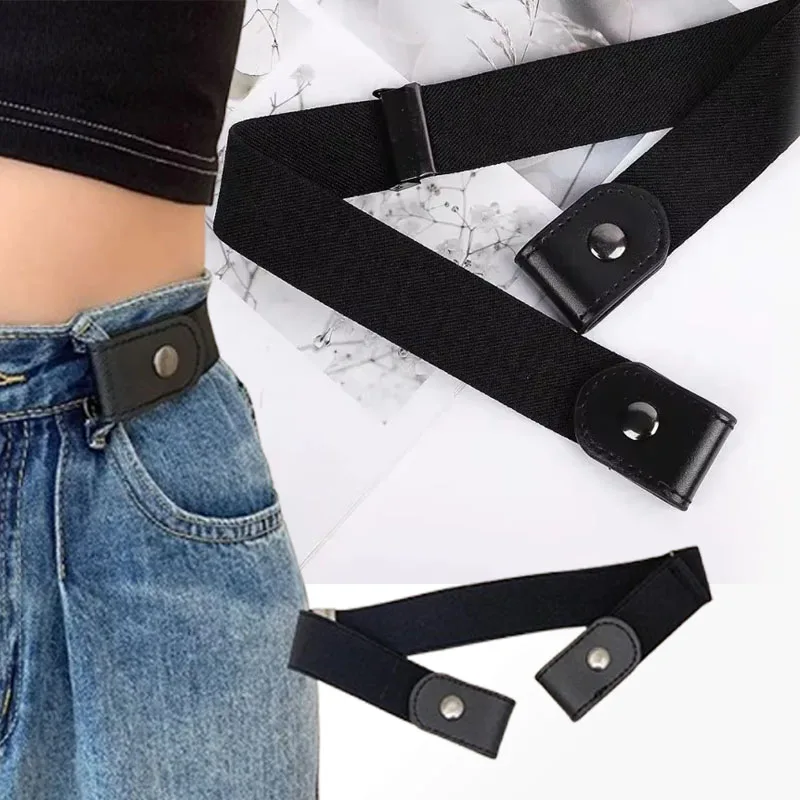 Niewidoczny elastyczny pasek bez klamry unisex do jeansów i spodni, regulowany, wygodny, dekoracyjny pasek na co dzień
