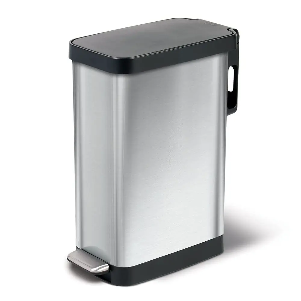 

Slim Trash Can with Clorox Odor Protection Narrow Kitchen Garbage Bin with Soft Close Lid, Step On Foot Pedal and Waste Bag Roll