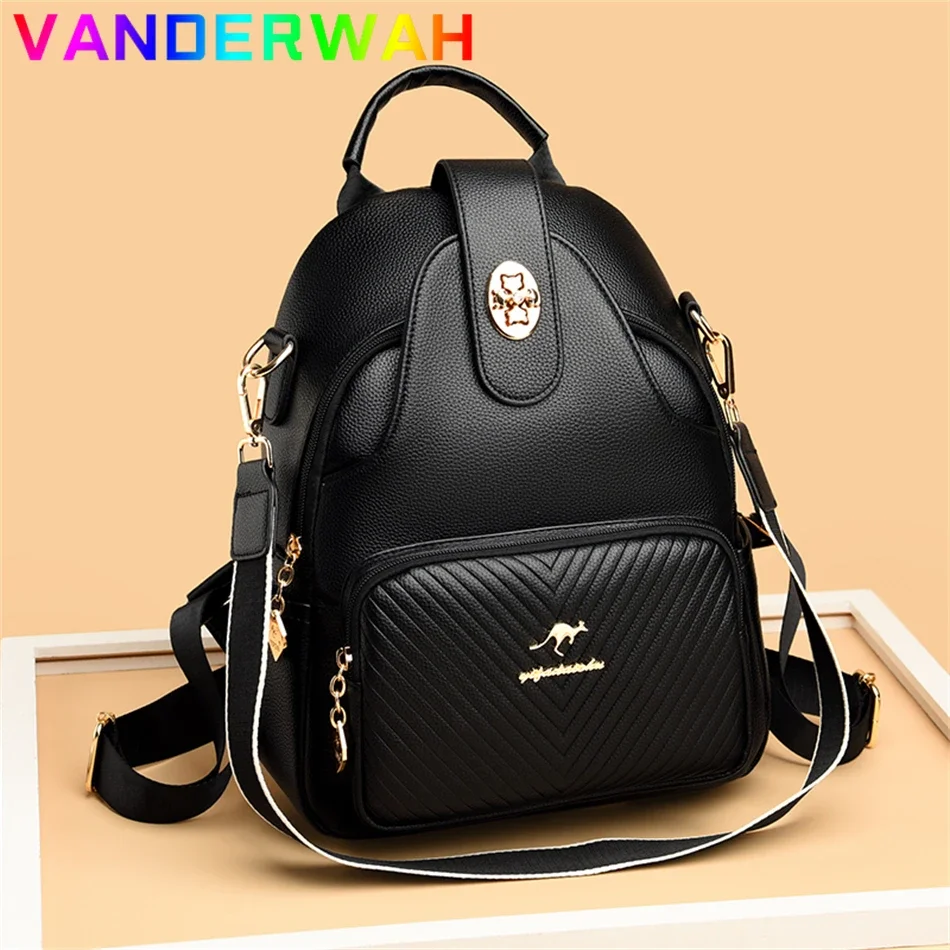 Designer Multifunctional Backpacks Women Fashion Anti theft Leather Travel Backpack Large Capacity School Bags for Teenage Girls