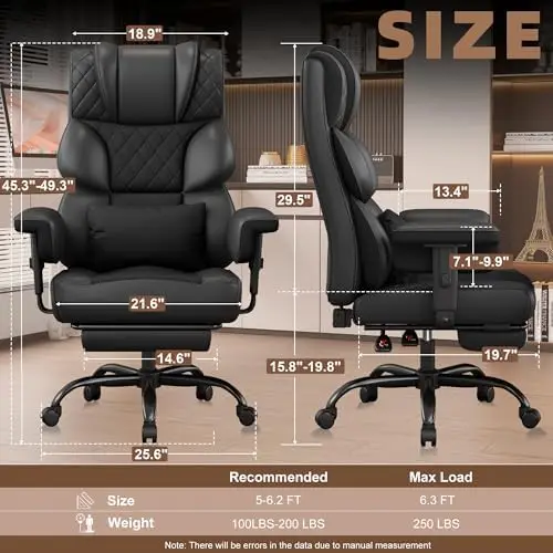 Office Chair, Desk Chair with Soft Adjustable Armrests, Ergonomic High Back Gaming Chair with Lumbar Support, Executive
