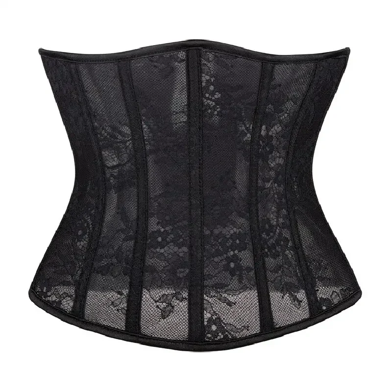 Leather Corset Underbust Top Zipper Sexy Women Waist Cincher Bustiers Gothic Lace Lingerie Vintage Shape Body Belt Plus Size