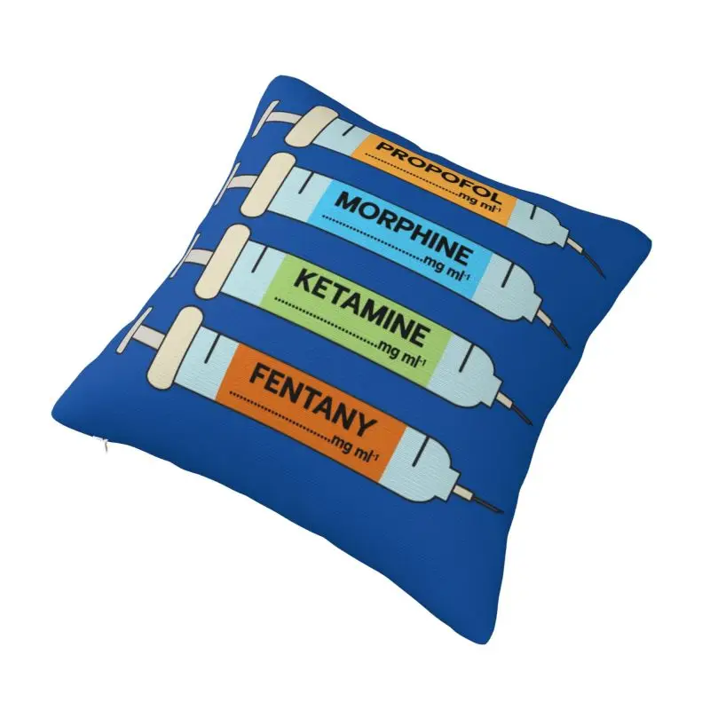 Custom Anesthesia Drugs Syringe Labels Doctors Nurses Hospital Luxury Throw Pillow Cover Sofa Cushion