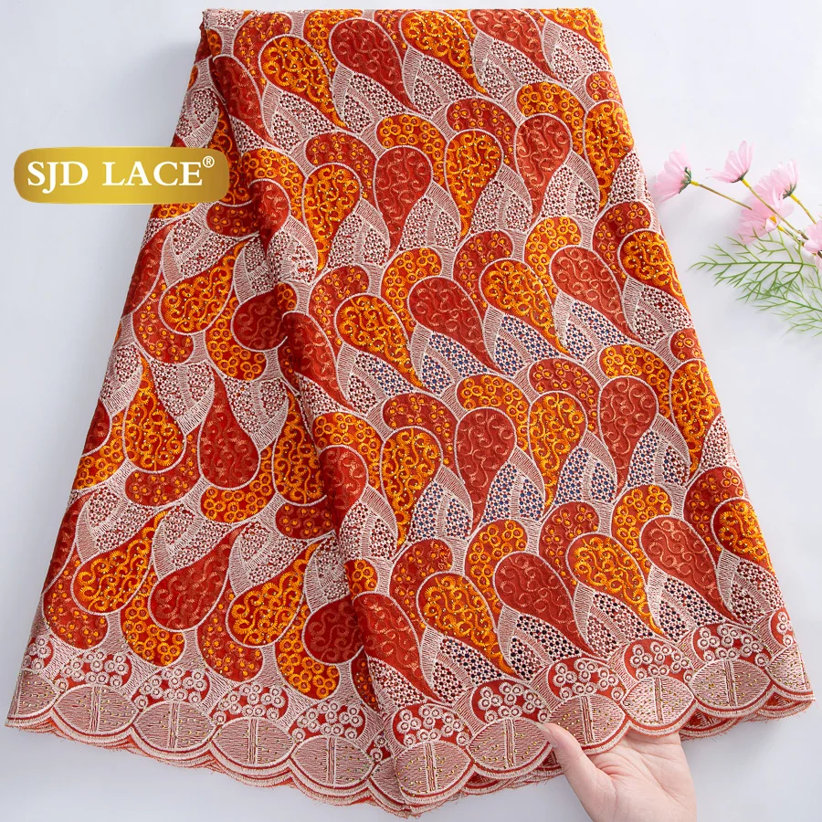 

SJD LACE African Swiss Voile Lace Fabric 2025 High Quality Nigerian Embroidery Cotton Lace for Sewing Women Wedding Dresses 4664