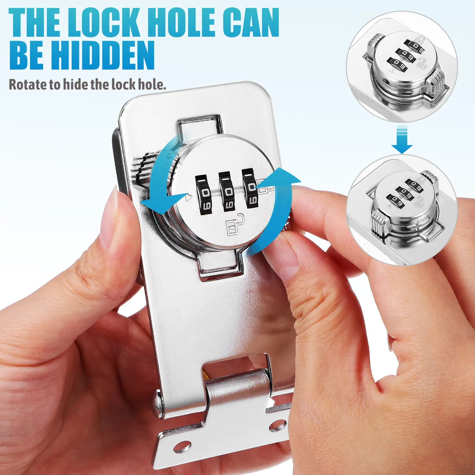1Set Hasp Lock with Combination Code for Cabinet Doors Drawers Lockers Toolboxes Camper Van Office Zinc Alloy Robust Password