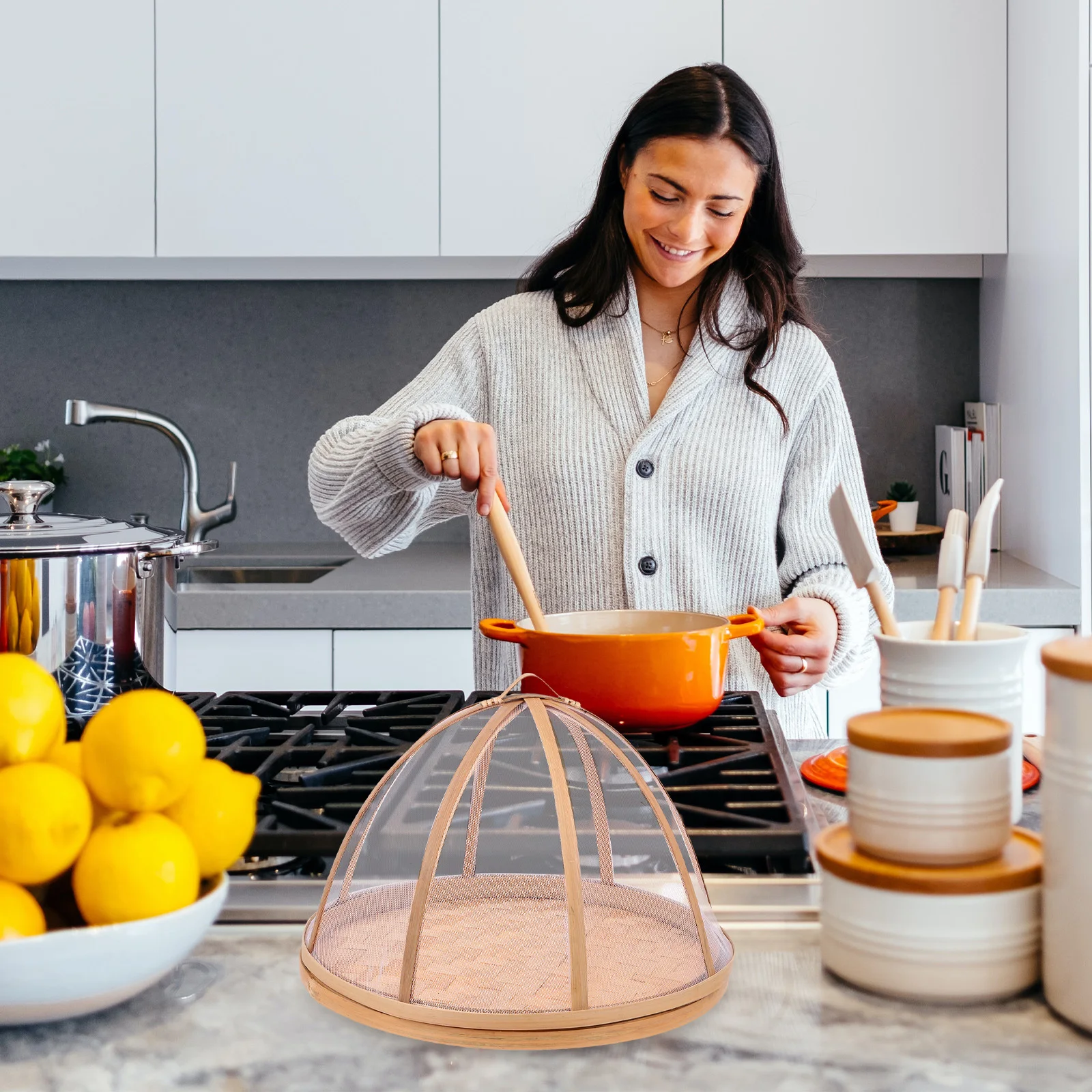 

Dish Anti-Mosquito Storage Tight Seal Freshness Keeper Kitchen Insect Protection Round Design Food Kitchen Food Storage Cover