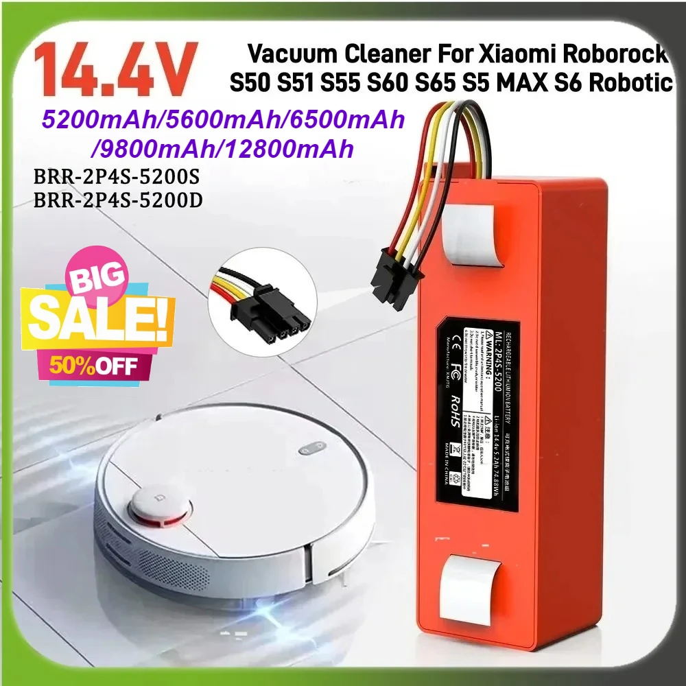 

Aleaivy Replacement Battery For Xiaomi Roborock S55 S60 S65 S50 S51 S5 MAX S6 Parts BRR-2P4S-5200S Robotic Vacuum Cleaner