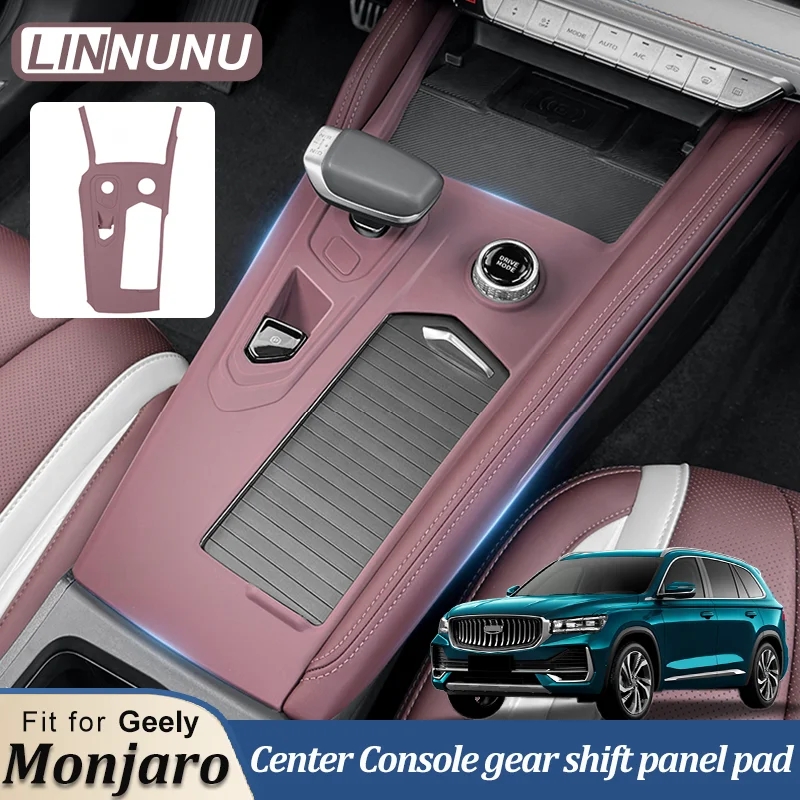 

LINNUNU Car Interior Center Gear Shift Frame Cover Panel For Geely Monjaro Manjaro 2021-2023 Silicone Protective Trim Stickers