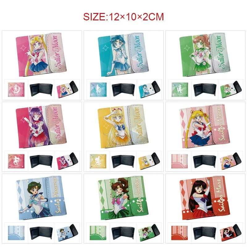 Sailor Moon Tsukino Usagi full-color concealed buckle leather short wallet men's and women's card holder student coin purse gift