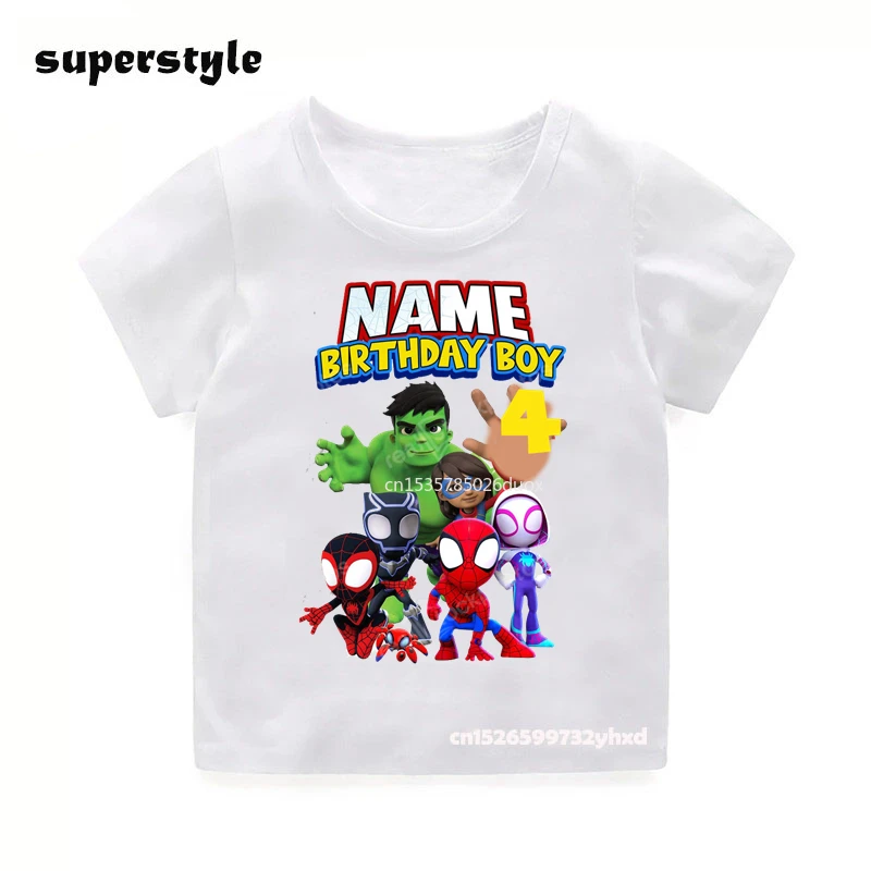 

The Avengers Personalize Name Birthday Girls Shirts 2 3 4 5 6 7 8 9 Birthday Marvel SuperHero Summer Short Sleeved Boy T-shirt