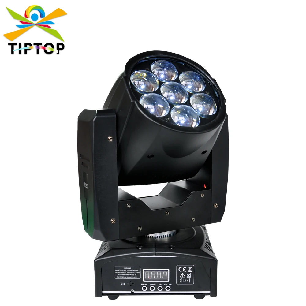 TIPTOP TP-L6W5 95W LED Moving Head Zoom Light Mini 7x12W High Power RGBW 4IN1 Color Mixing DMX 16 Channel Zoom led stage light