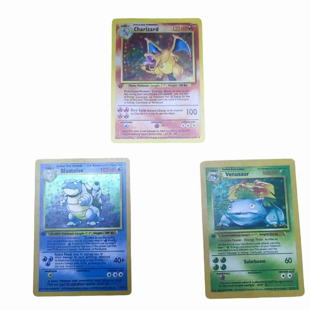 

DIY Pokémon Charizard Venusaur Blastoise Original Series Set 3pcs Flash Card Anime Peripheral Game Collection Card Holiday