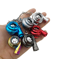 LED Light Turbocharger Keychain Turbo Spinning Sound Turbine Key Chain USB Charge Turbocharger Key Ring Key Holder Car Keyring