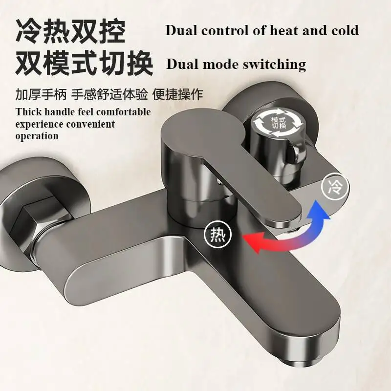 Set doccia con valvola, bagno, vasca da bagno, miscelatore, triplo rubinetto caldo e freddo