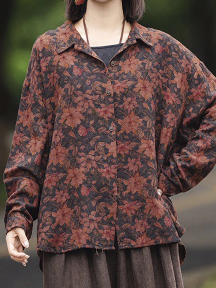 Max LuLu Brand Autumn Vintage Printed Oversized Shirts Womens Leisure Loose Classic Tops Females British Luxury Floral Blouses